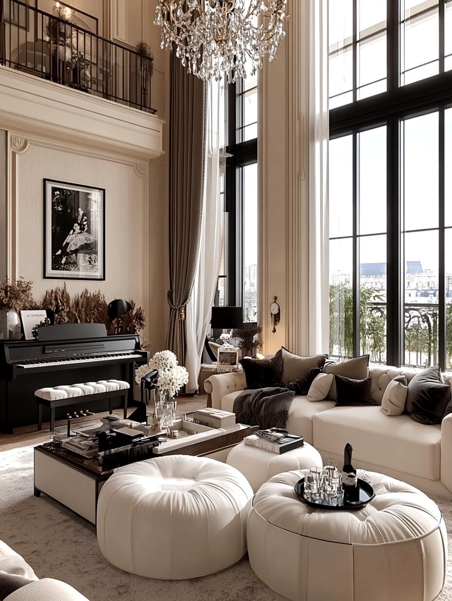 Luxury beauty brand showroom with French arches and softly illuminated displays